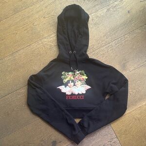 Fiorucci Black Hoodie with Angel Print